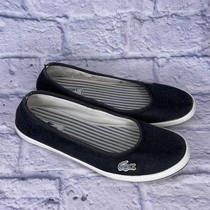 Lacoste ballerina Flat Black and white color size 6